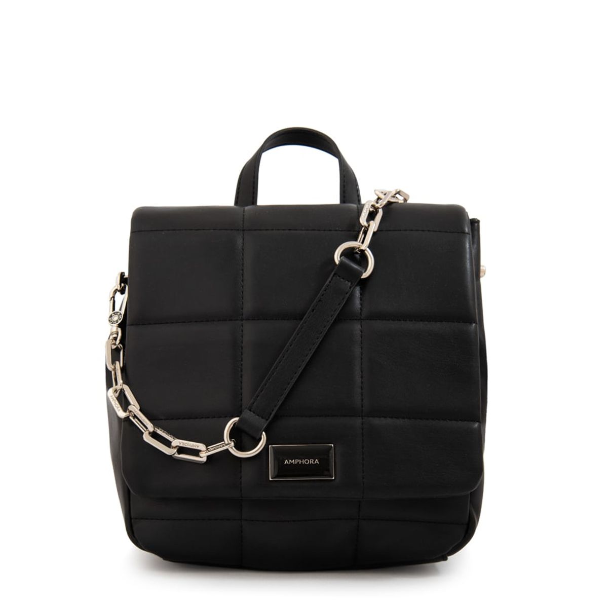 AMPHORA - Mochila con tapa mediana vania negro