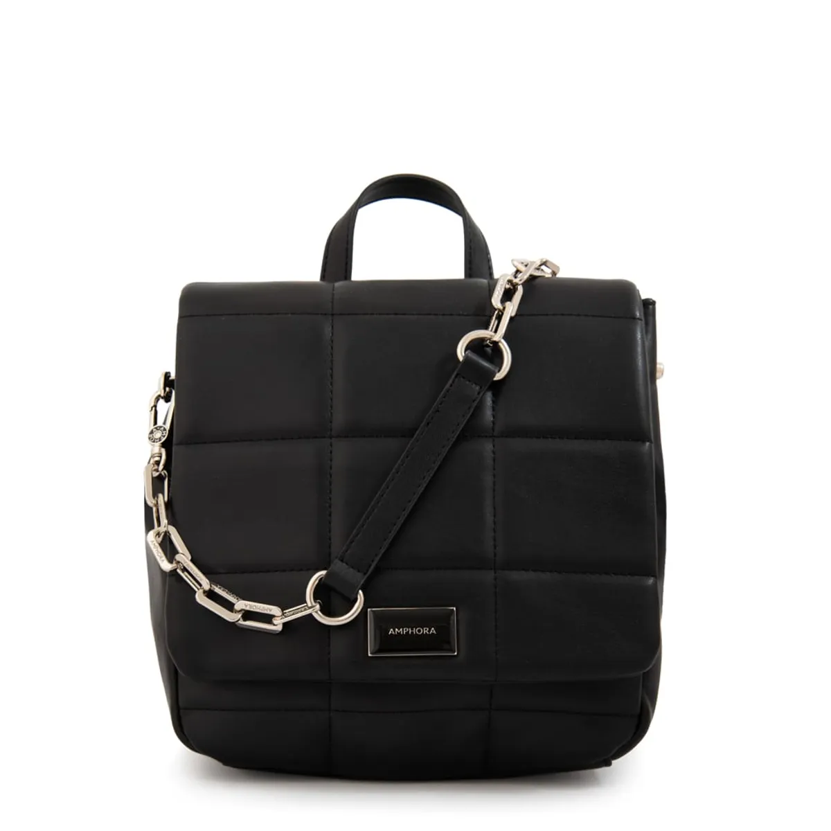 AMPHORA - Mochila con tapa mediana vania negro