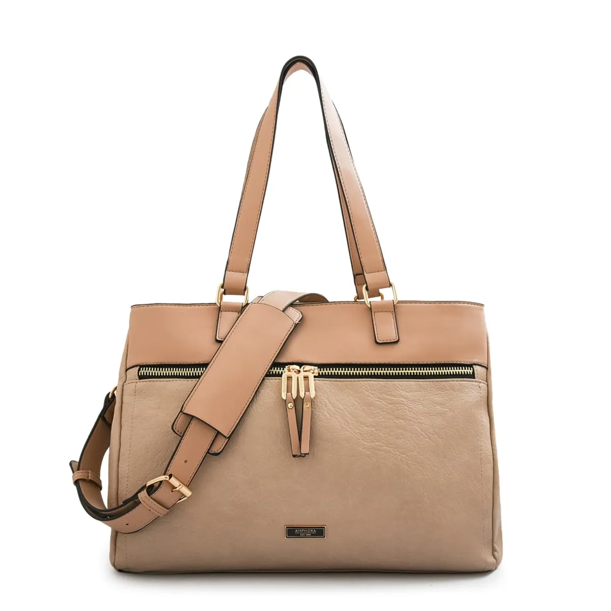 AMPHORA - Cartera tote porta notebook benin grande beige