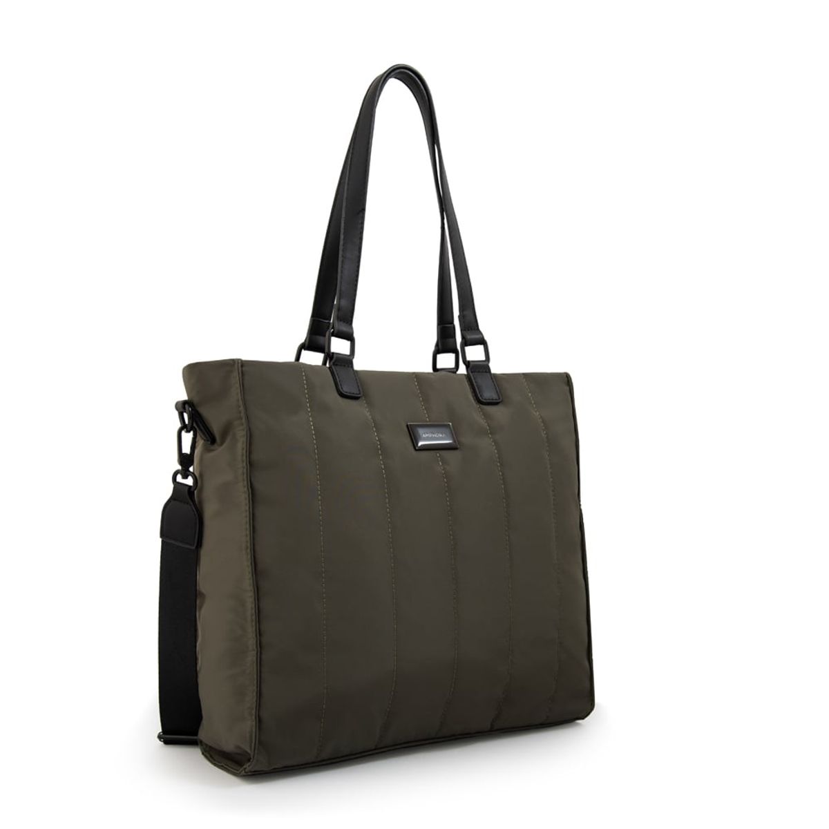 AMPHORA - Cartera tote japon mediana verde oliva