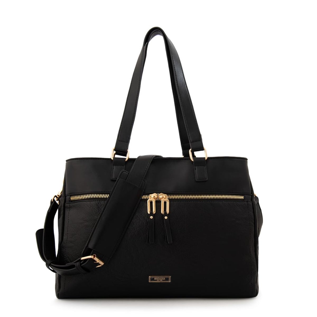 AMPHORA - Cartera tote porta notebook benin grande negro