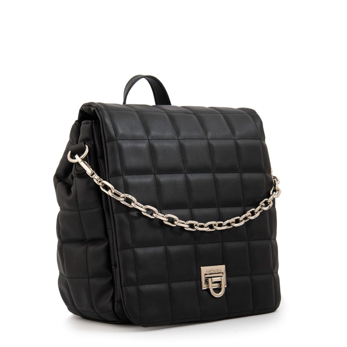 AMPHORA - Mochila con tapa grecia pequeña negro