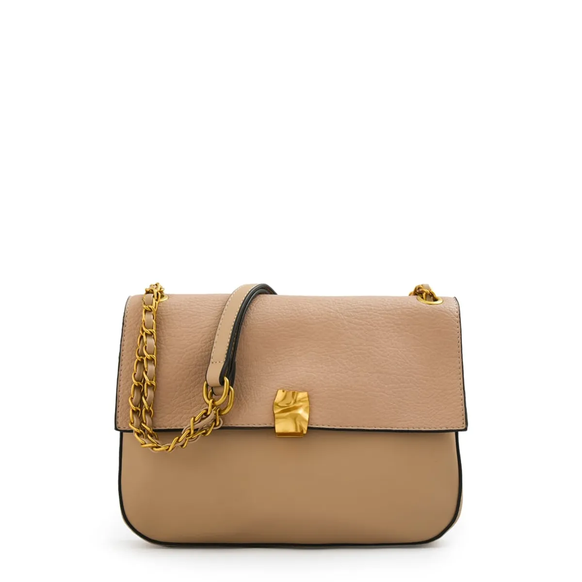 AMPHORA - Cartera bandolera con tapa estonia mediana beige