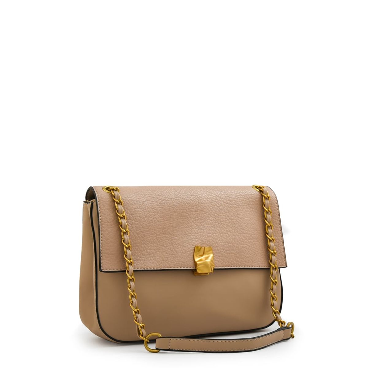 AMPHORA - Cartera bandolera con tapa estonia mediana beige