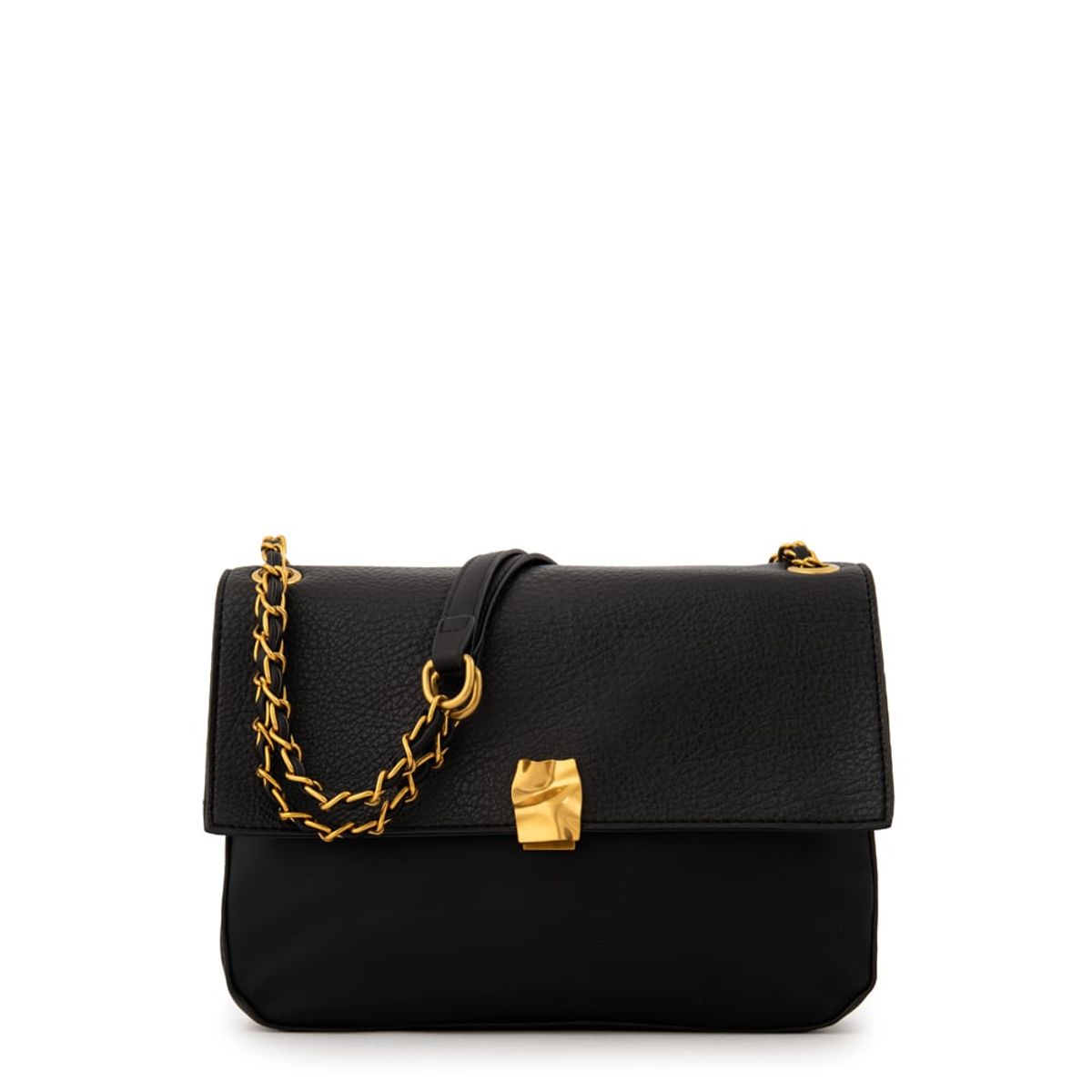 AMPHORA - Cartera bandolera con tapa estonia mediana negro