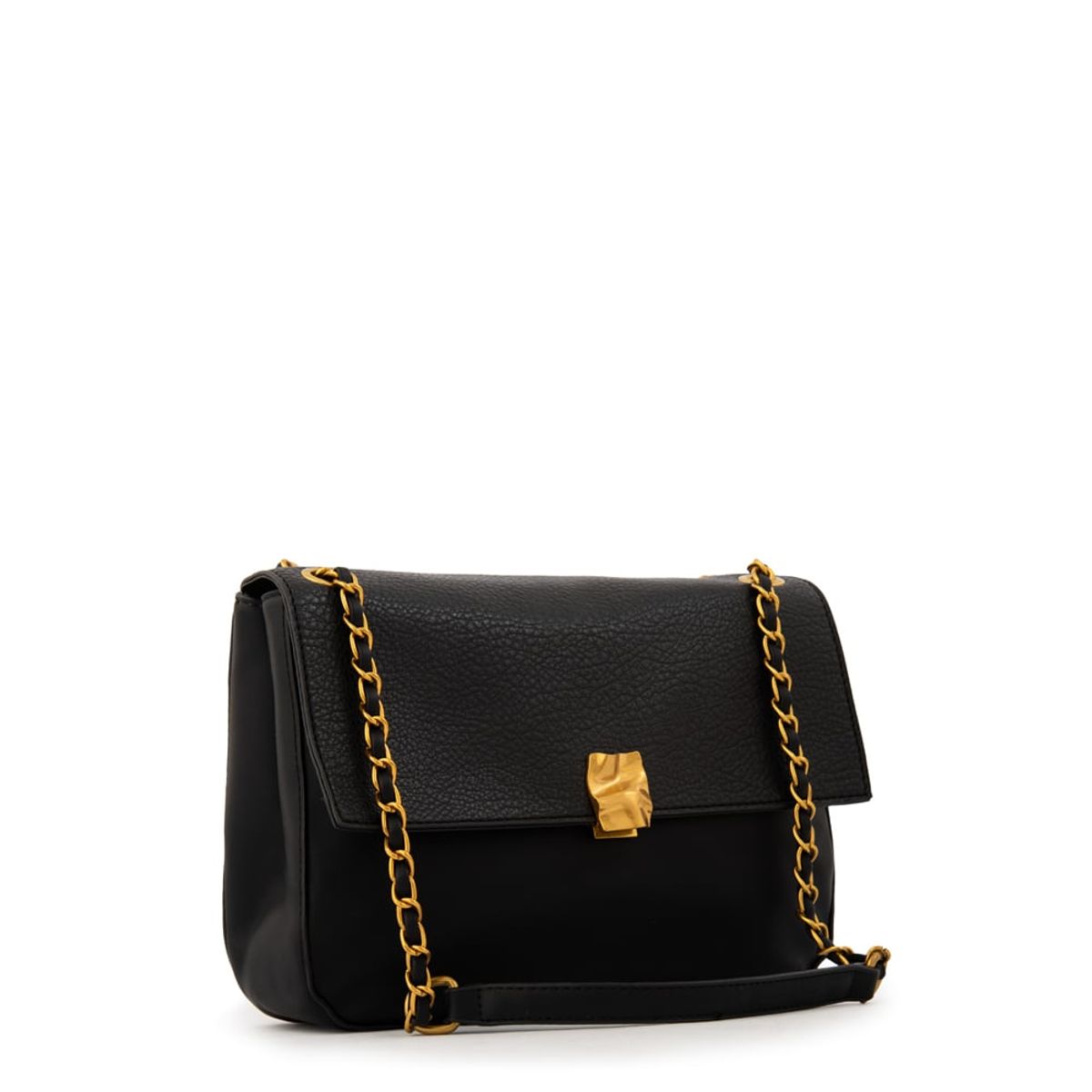 AMPHORA - Cartera bandolera con tapa estonia mediana negro