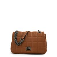 Cartera bandolera con tapa grecia mediana café