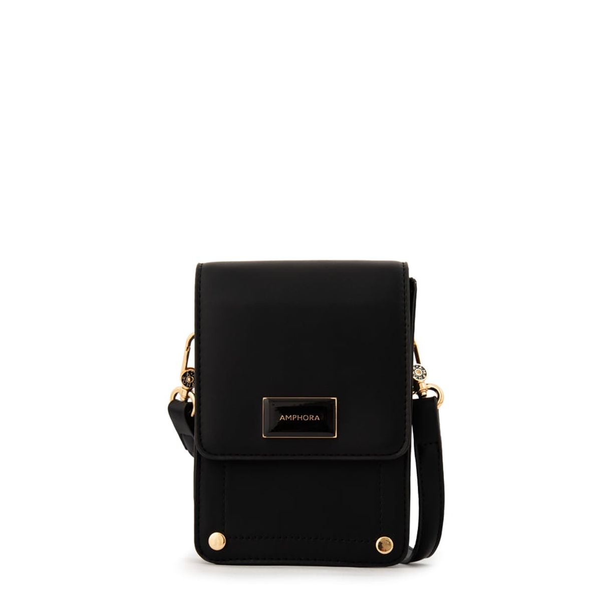 AMPHORA - Cartera bandolera con tapa canada pequeña negro