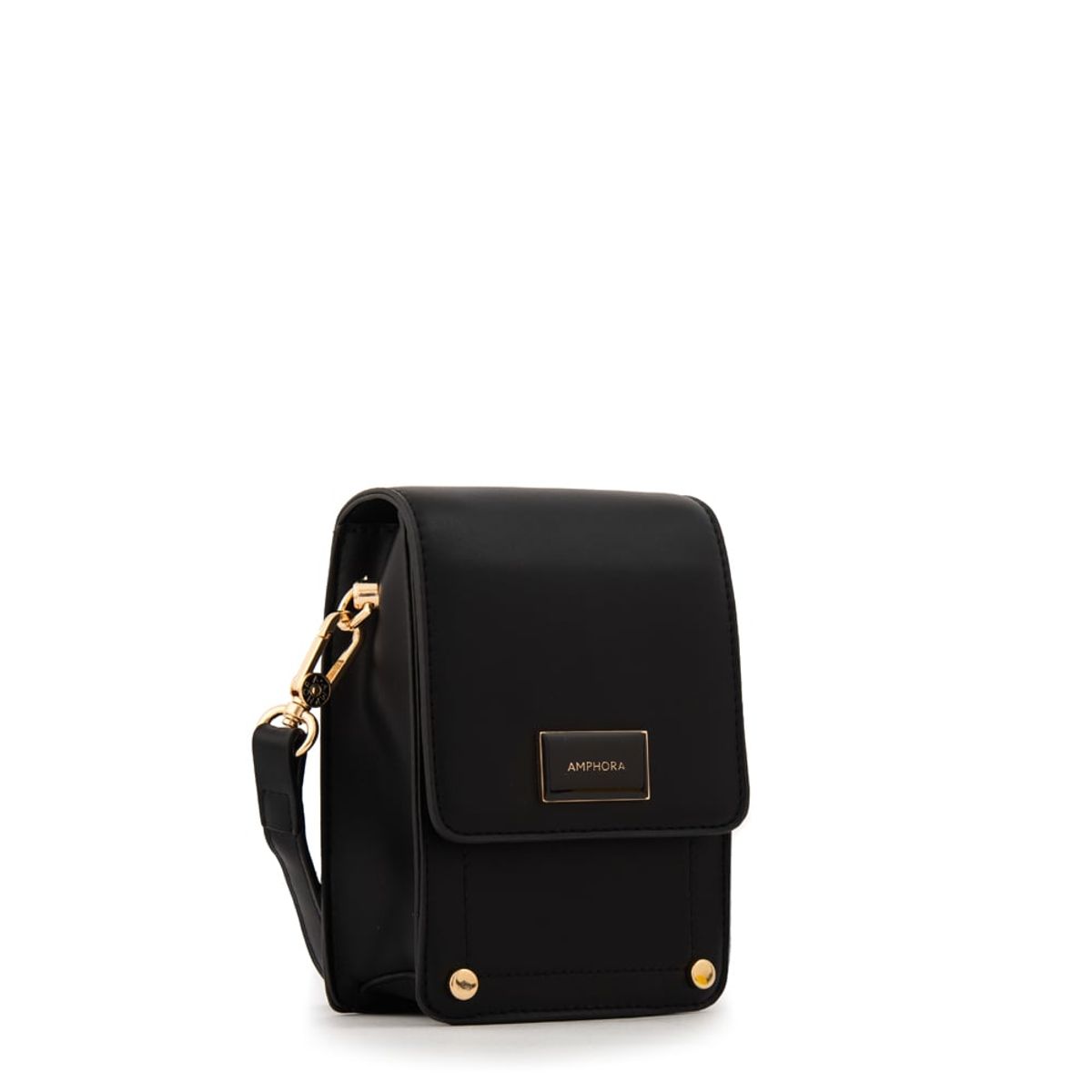 AMPHORA - Cartera bandolera con tapa canada pequeña negro