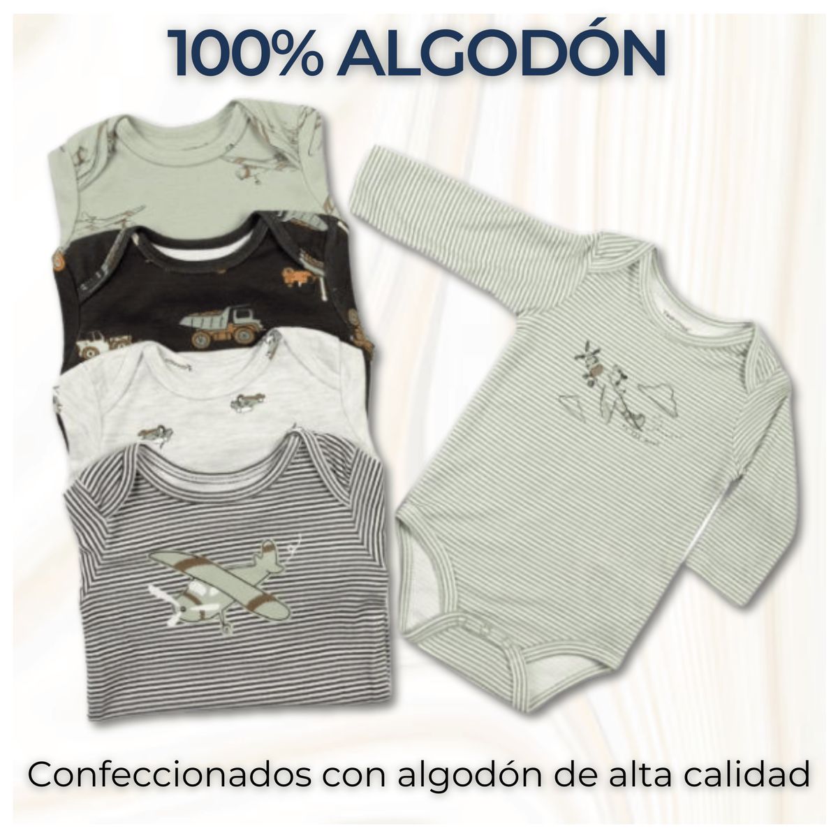 TEDMIMAK - Pack 5 Bodys Bebé Niño Manga Larga 100% Algodón Adventure Planes
