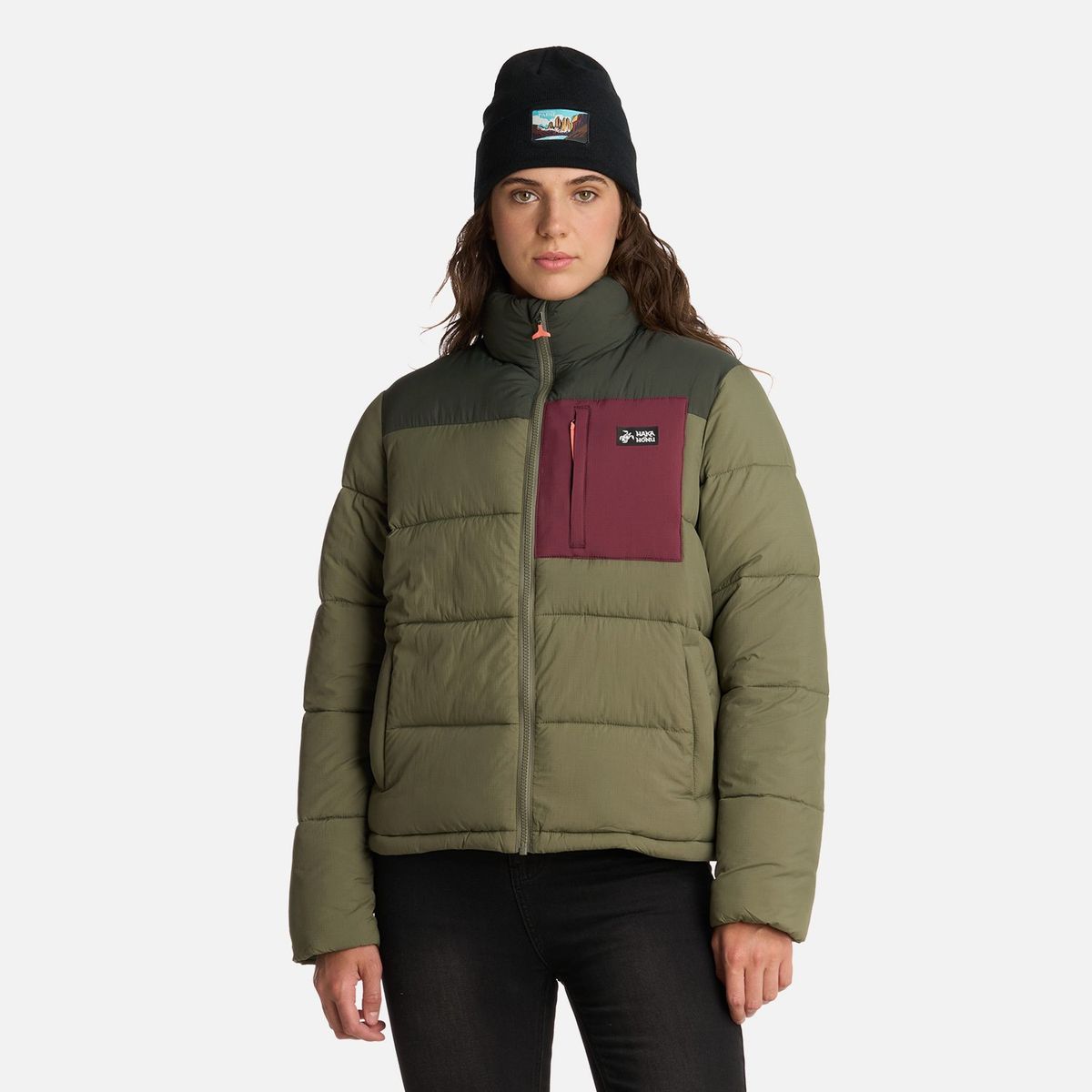 HAKA HONU - Chaqueta Mujer Aislada Verde Oliva Haka Honu