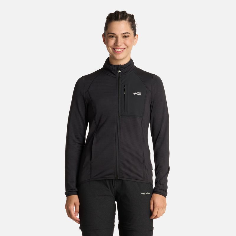 HAKA HONU - Polerón Mujer Taina Full Zip Negro Haka Honu