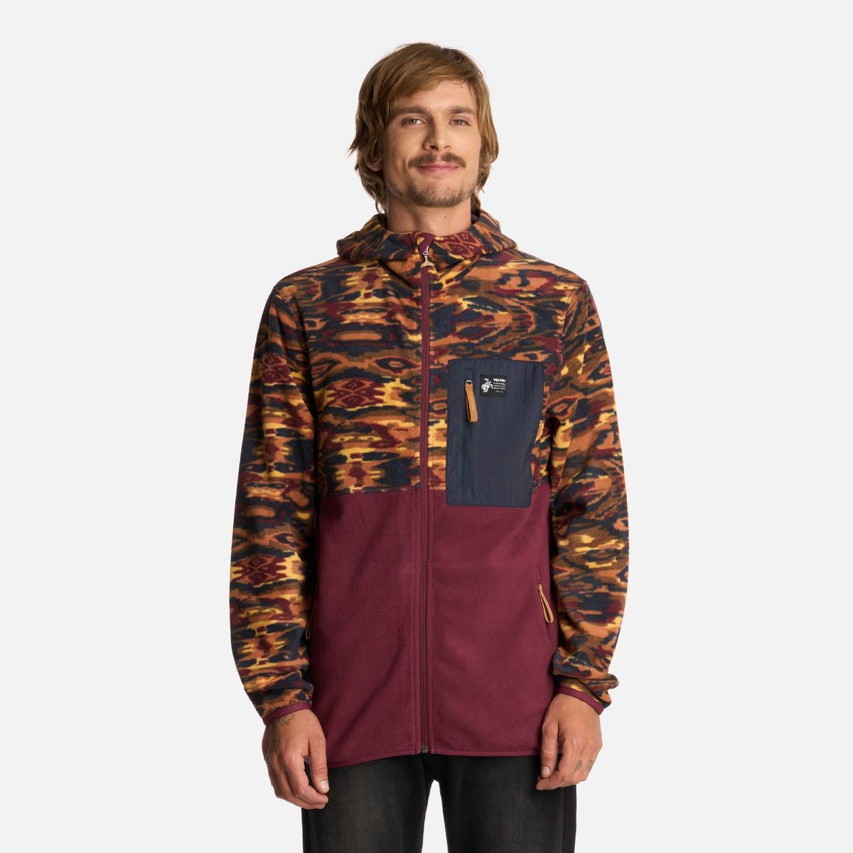 HAKA HONU - Polerón Hombre Leñero Print Burdeo Haka Honu