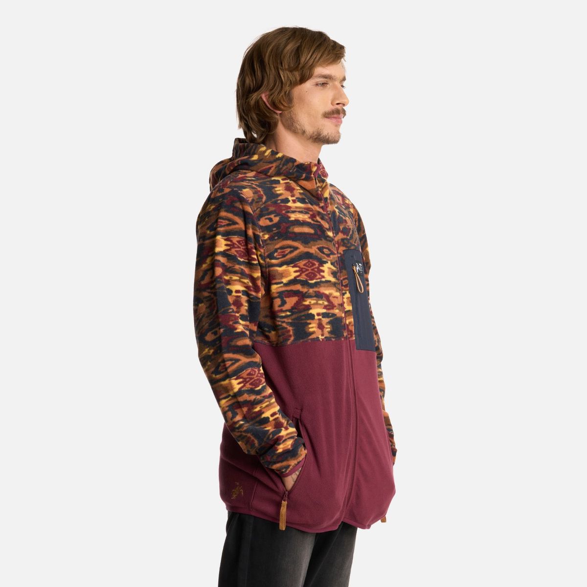 HAKA HONU - Polerón Hombre Leñero Print Burdeo Haka Honu