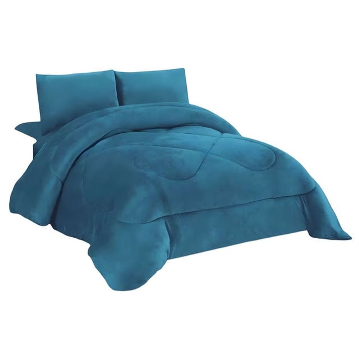 GENERICO - CUBRECAMA GRUESO DE INVIERNO CHIPORRO 15 PLAZA AZUL PETROLEO