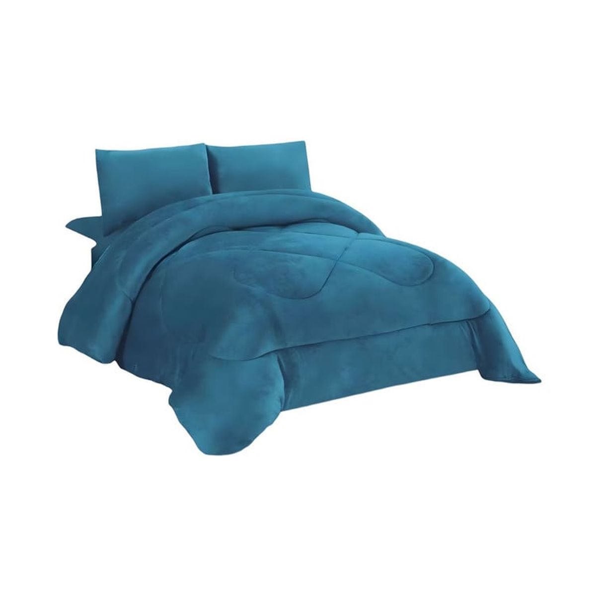 GENERICO - CUBRECAMA GRUESO DE INVIERNO CHIPORRO 15 PLAZA AZUL PETROLEO