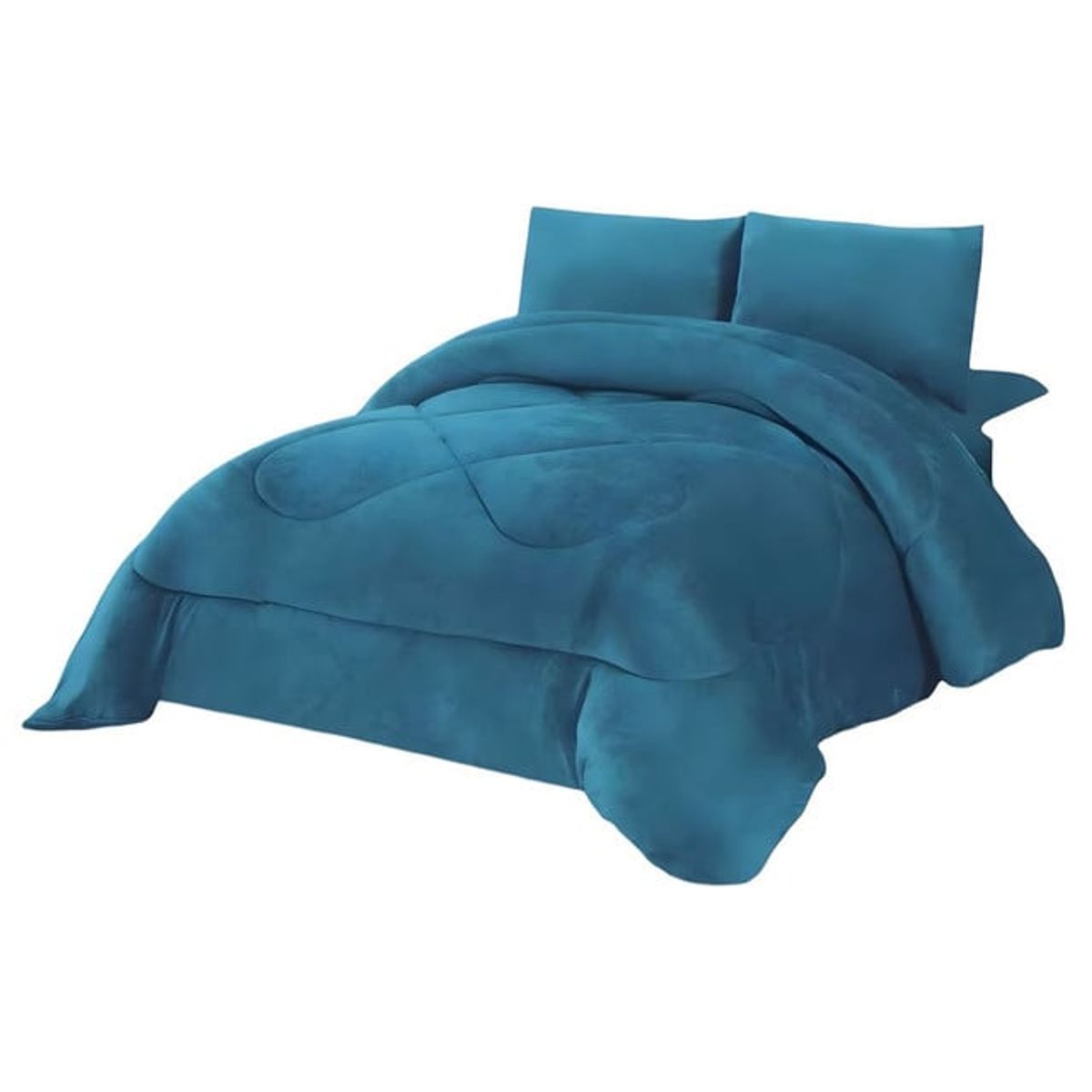 GENERICO - CUBRECAMA GRUESO DE INVIERNO CHIPORRO 15 PLAZA AZUL PETROLEO