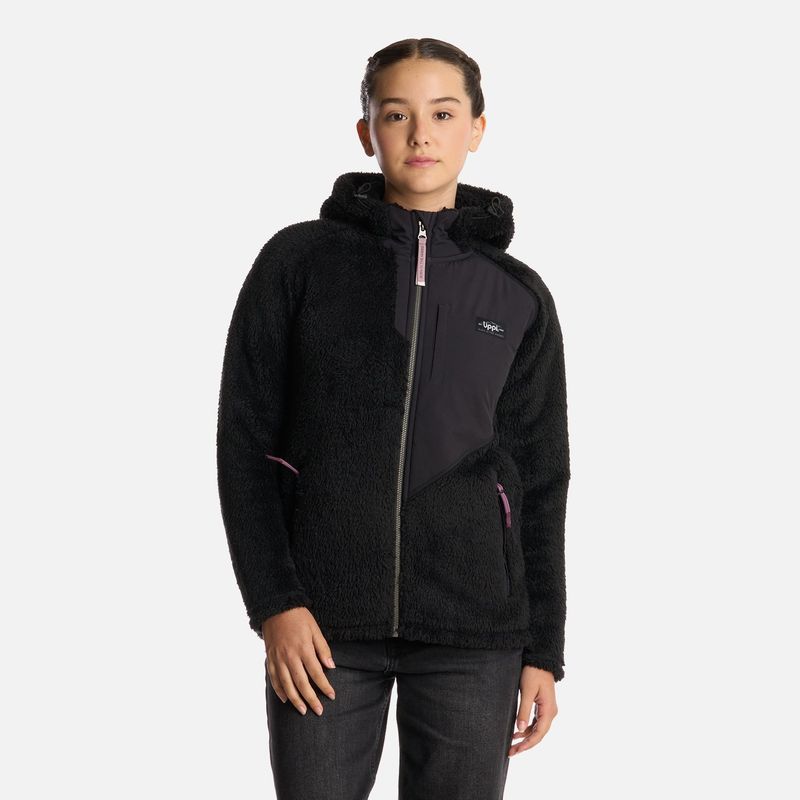 LIPPI - Polar Teen Girl Bear Shaggy-Pro Hoody Jacket Negro Lippi