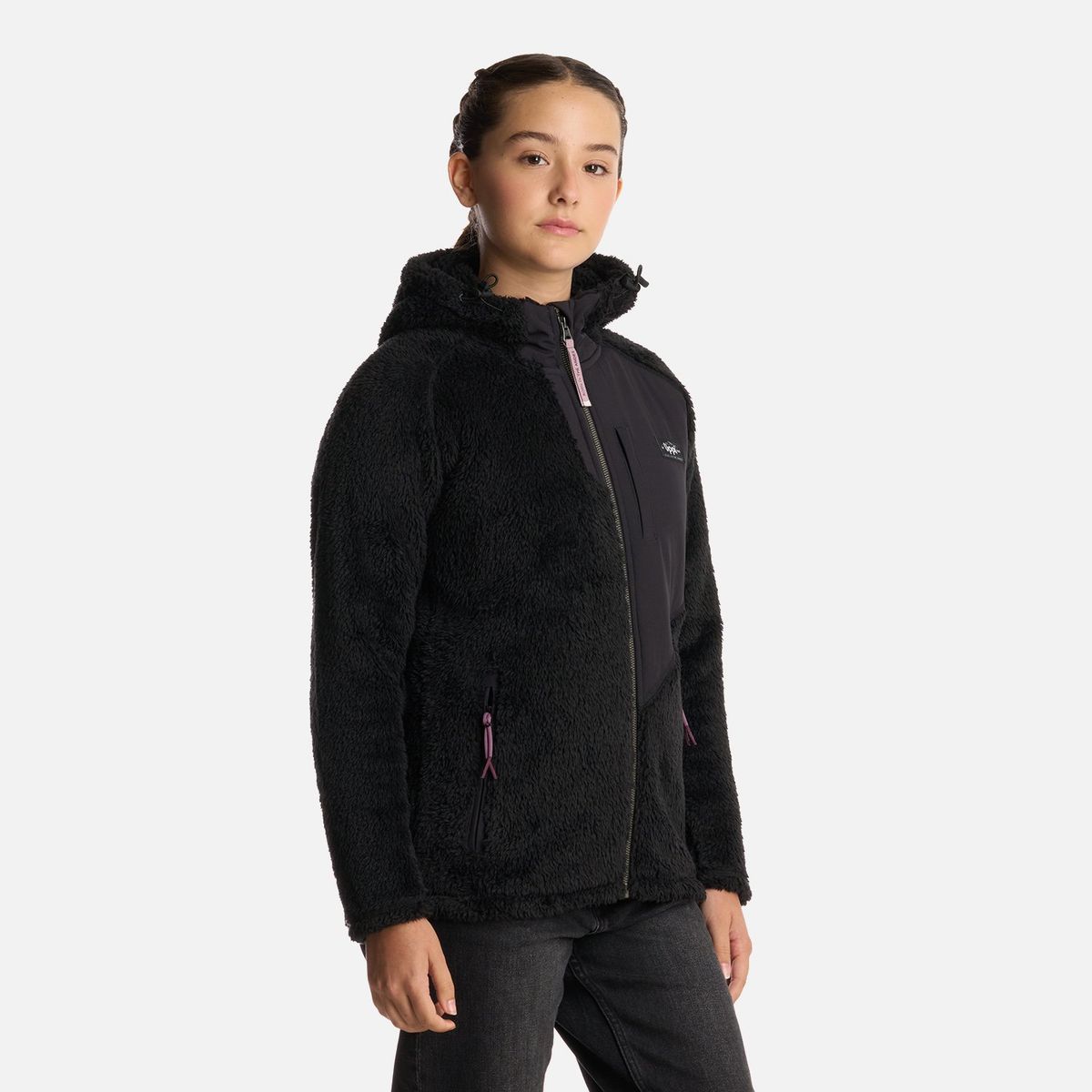 LIPPI - Polar Teen Girl Bear Shaggy-Pro Hoody Jacket Negro Lippi