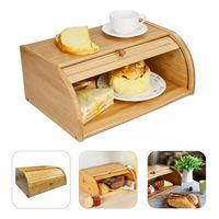 Caja Pan Madera Bambu Con Tapa Enrollable Multiuso Grande