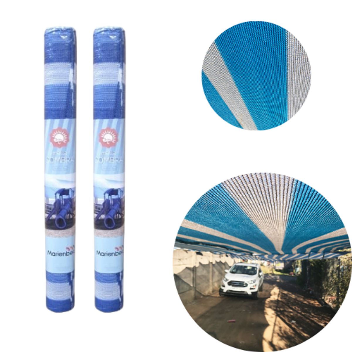 TREETOP - PACK: 2 Mallas Sombra Franjeada 80% de 4,2 × 5 m Azul/Blanco