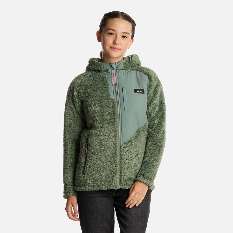 LIPPI - Polar Teen Girl Bear Shaggy-Pro Hoody Jacket Jade Oscuro Lippi
