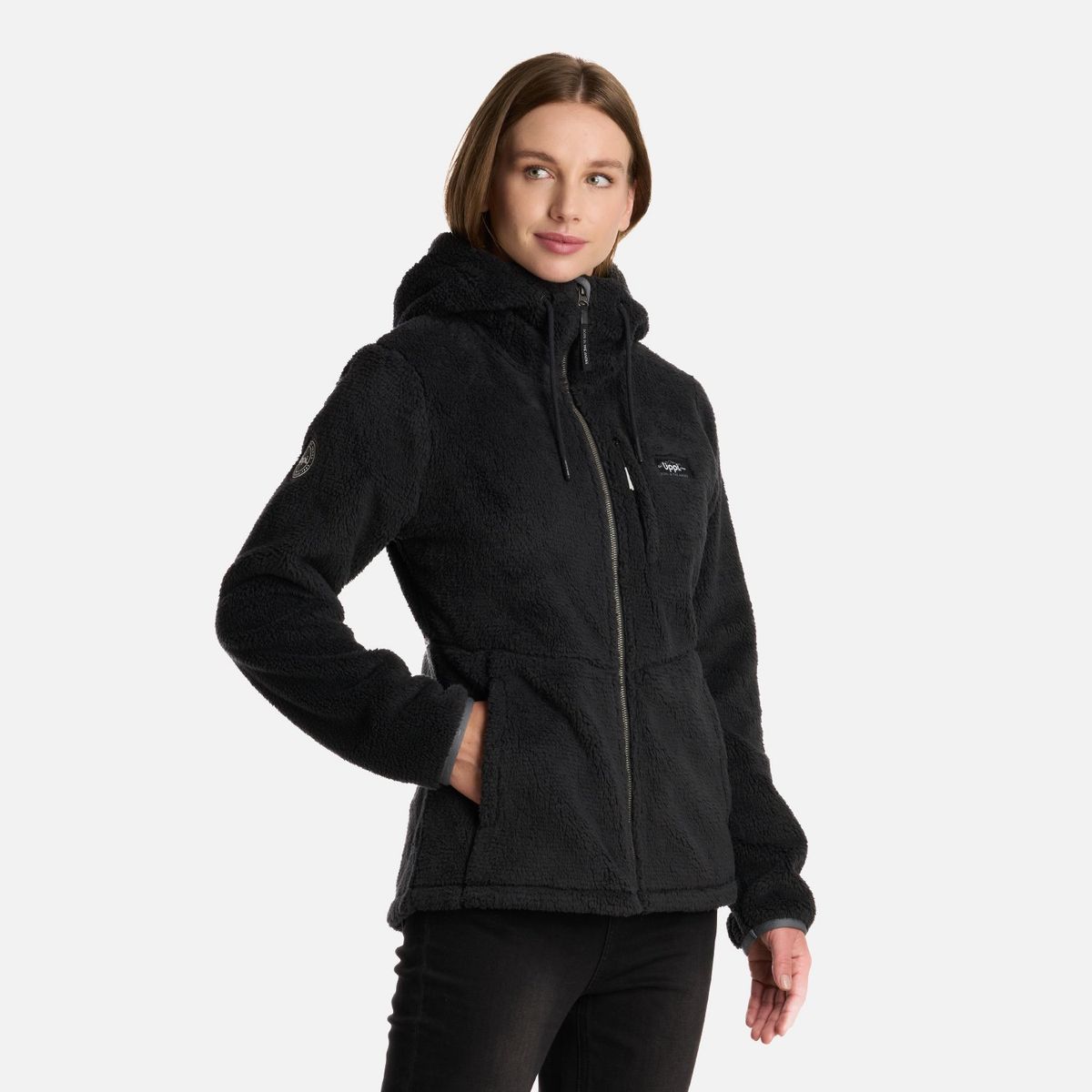 LIPPI - Polar Mujer Bear Shaggy-Pro Hoody Jacket Negro Lippi