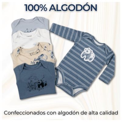 Imagen 2 del producto Pack 5 Bodys Bebé Niño Manga Larga 100% Algodón Panda Love