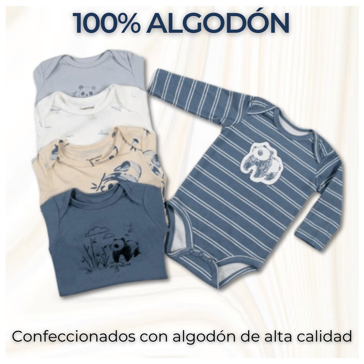 TEDMIMAK - Pack 5 Bodys Bebé Niño Manga Larga 100% Algodón Panda Love