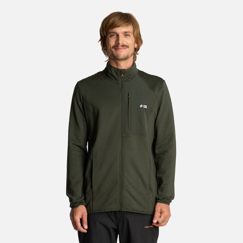 HAKA HONU - Polerón Hombre Taina Full Zip Verde Militar Haka Honu.-