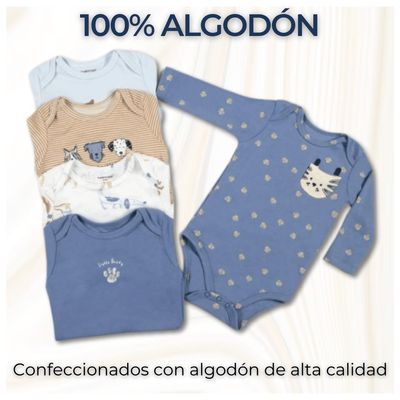 Imagen 2 del producto Pack 5 Bodys Bebé Niño Manga Larga 100% Algodón Dogs & Cats