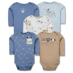 TEDMIMAK - Pack 5 Bodys Bebé Niño Manga Larga 100% Algodón Dogs & Cats