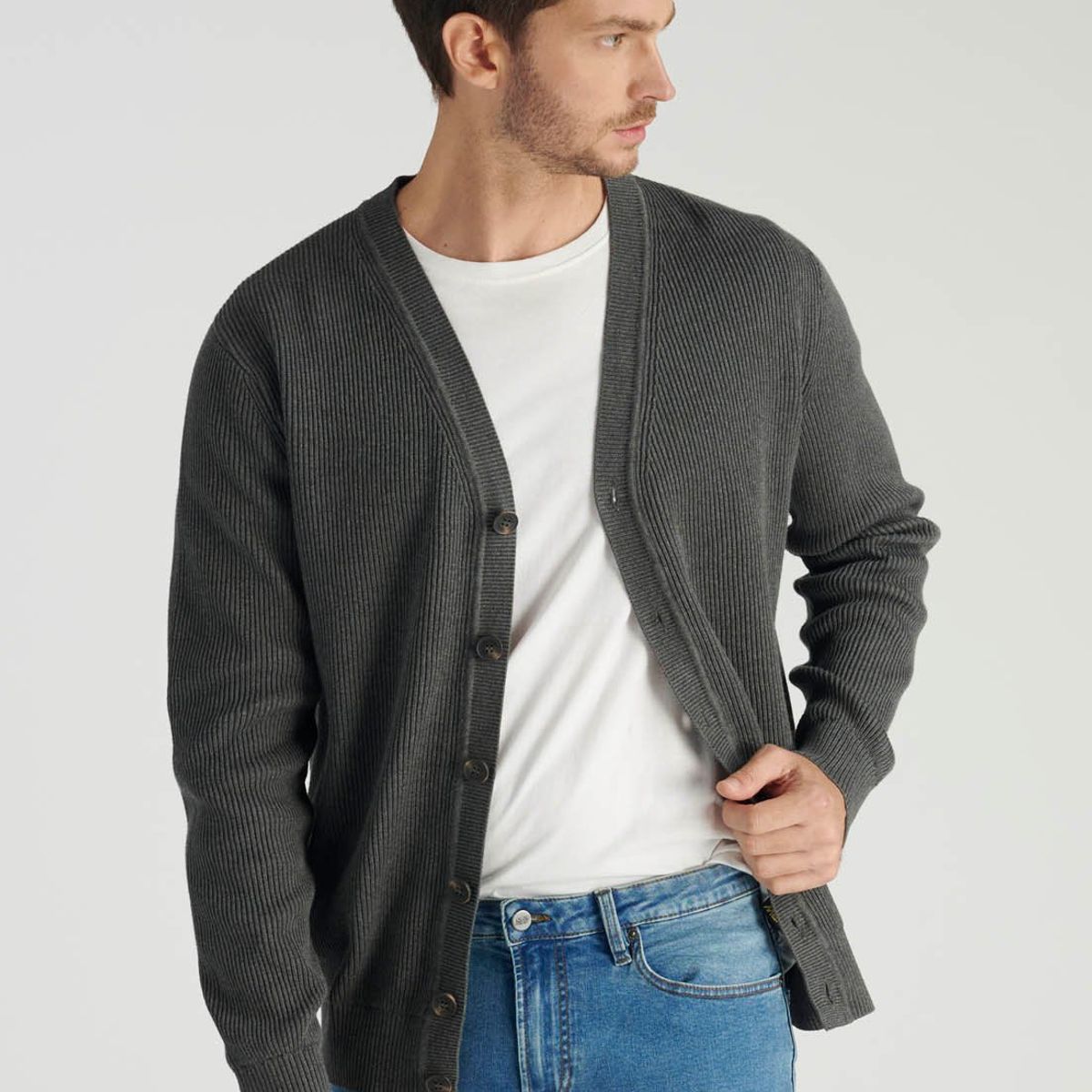 NEW MAN - Cardigan Oviedo Heritage Gris Newman