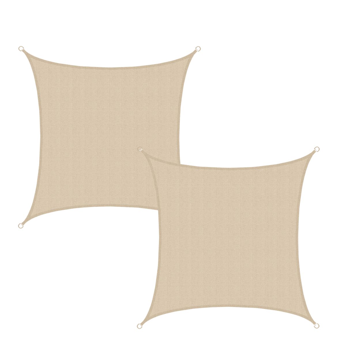 ITAHOME - SET DE 2 TOLDOS VELA QUITASOL CUADRADO 4x4 MT HDPE BEIGE