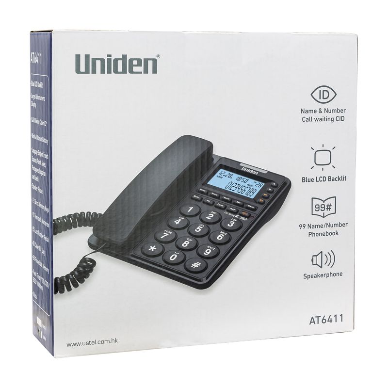 UNIDEN - TELEFONO SOBREMESA UNIDEN 6411 NEGRO UNIDEN OPEN BOX