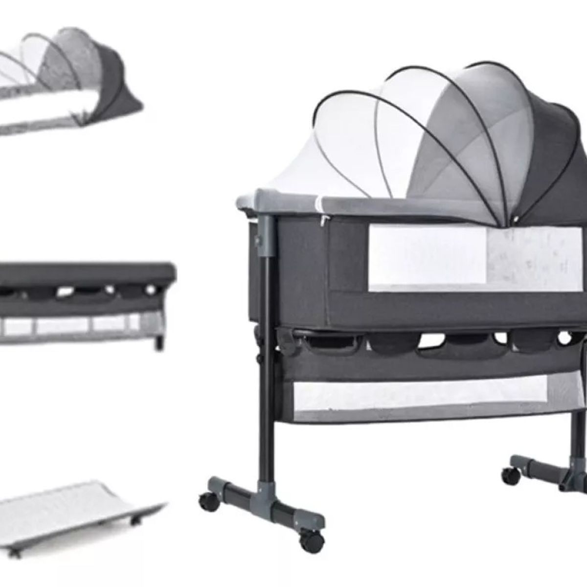 MUNDO MAGIA - Cuna Colecho Para Bebé + Cesta+ Mosquitero + Cambiador