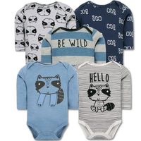 Pack 5 Bodys Bebé Niño Manga Larga 100% Algodón Hello Fox