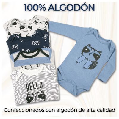 Imagen 2 del producto Pack 5 Bodys Bebé Niño Manga Larga 100% Algodón Hello Fox