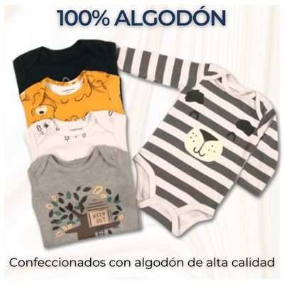 Imagen 2 del producto Pack 5 Bodys Bebé Niño Manga Larga 100% Algodón Teddy Bears