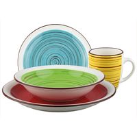 Juego de Vajilla Ceramica 24 Piezas Multicolor