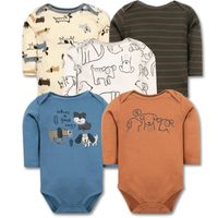 Pack 5 Bodys Bebé Niño Manga Larga 100% Algodón Cute Dogs