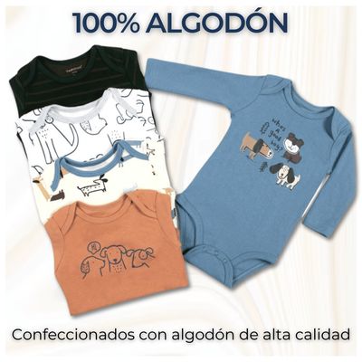 Imagen 2 del producto Pack 5 Bodys Bebé Niño Manga Larga 100% Algodón Cute Dogs