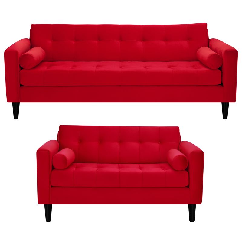 BODEVIR - Sofa Retro 3CG+2C Felpa 00 Rojo