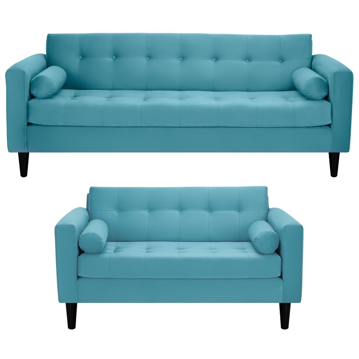 BODEVIR - Sofa Retro 3CG+2C Felpa 00 Turquesa