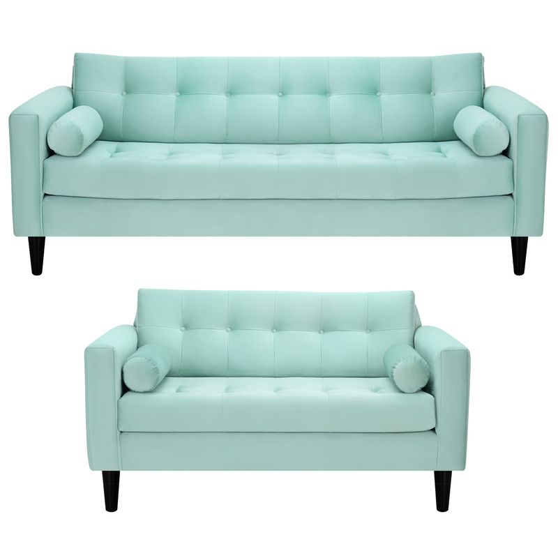 BODEVIR - Sofa Retro 3CG+2C Felpa 00 Verde Agua