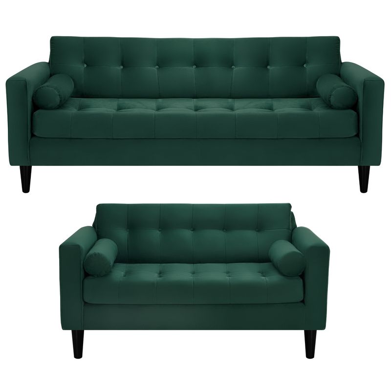 BODEVIR - Sofa Retro 3CG+2C Felpa 00 Verde Botella