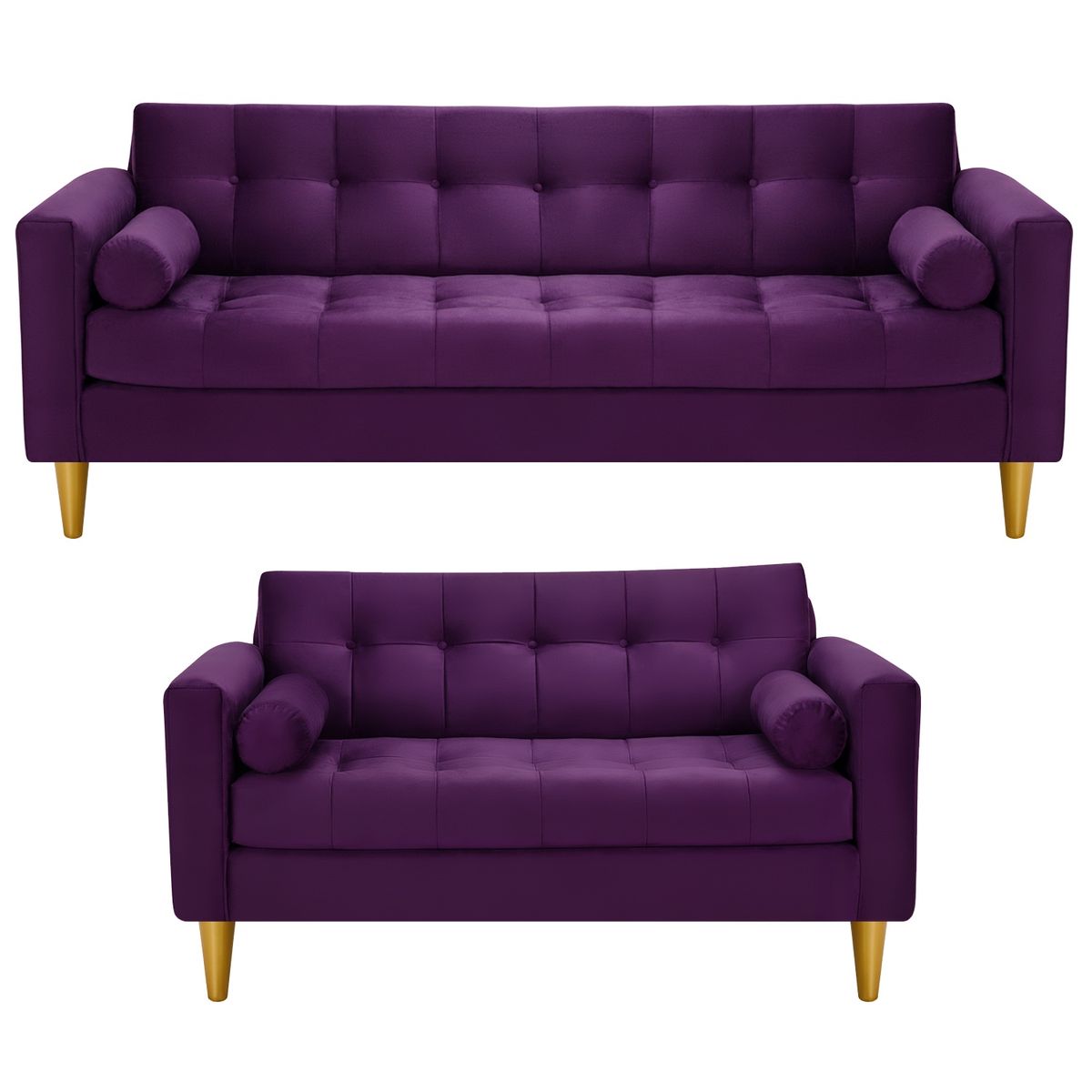 BODEVIR - Sofa Retro 3CG+2C Felpa 01 Morado