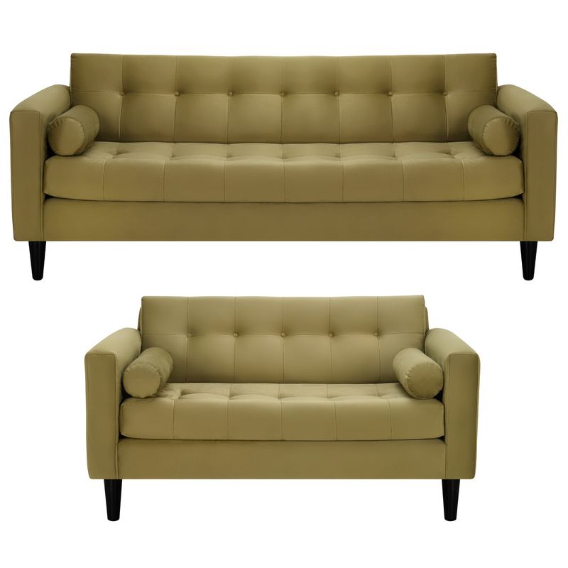 BODEVIR - Sofa Retro 3CG+2C Felpa 00 Verde Musgo