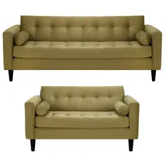 BODEVIR - Sofa Retro 3CG+2C Felpa 00 Verde Musgo