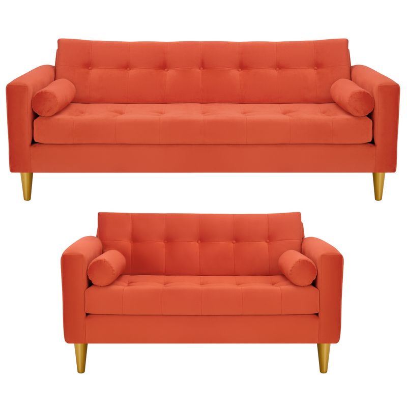 BODEVIR - Sofa Retro 3CG+2C Felpa 01 Naranja